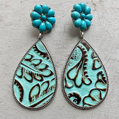 Turquoise Flower Teardrop Earrings - Flyclothing LLC