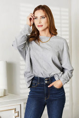 Double Take Seam Detail Round Neck Long Sleeve Top - Trendsi - Flyclothing LLC