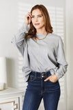 Double Take Seam Detail Round Neck Long Sleeve Top - Trendsi