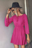 Tie Neck Flare Sleeve Mini Dress - Trendsi - Flyclothing LLC