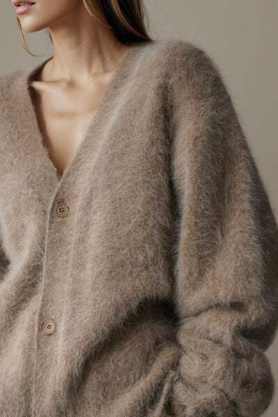Button Up Dropped Shoulder Cardigan - Trendsi - Flyclothing LLC