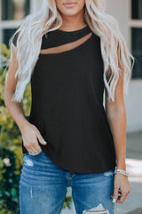 Round Neck Cutout Top - Trendsi