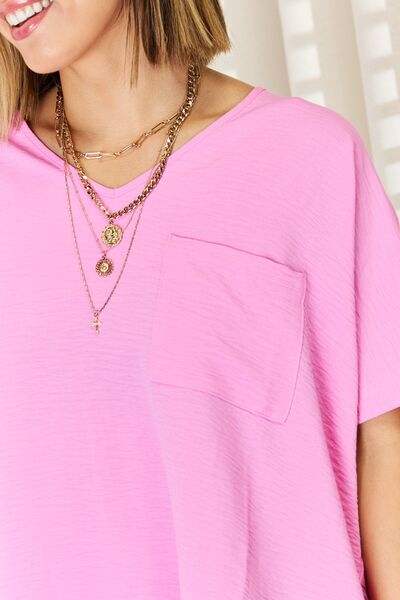 Zenana Texture Short Sleeve T-Shirt - Trendsi - Flyclothing LLC