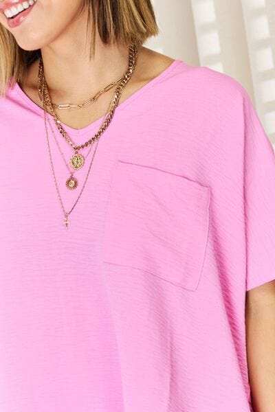 Zenana Texture Short Sleeve T-Shirt - Trendsi - Flyclothing LLC