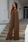 Double Take Full Size Tie Back Cutout Sleeveless Jumpsuit - Trendsi