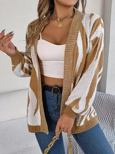 Open Front Animal Print Cardigan - Trendsi
