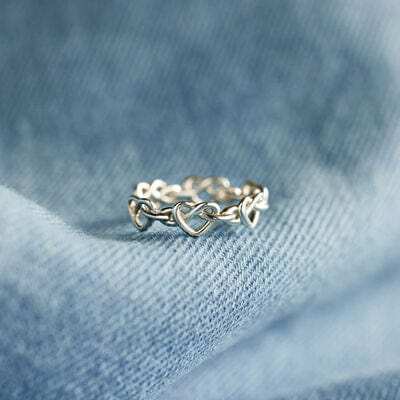 Knotted Hearts 925 Sterling Silver Open Ring - Trendsi - Flyclothing LLC