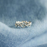 Knotted Hearts 925 Sterling Silver Open Ring - Trendsi