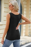 Decorative Button Round Neck Tank - Trendsi