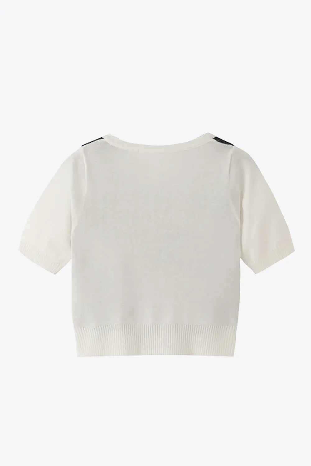 Argyle Round Neck Ribbed Trim Cardigan - Trendsi - Flyclothing LLC