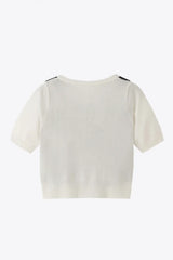 Argyle Round Neck Ribbed Trim Cardigan - Trendsi - Flyclothing LLC