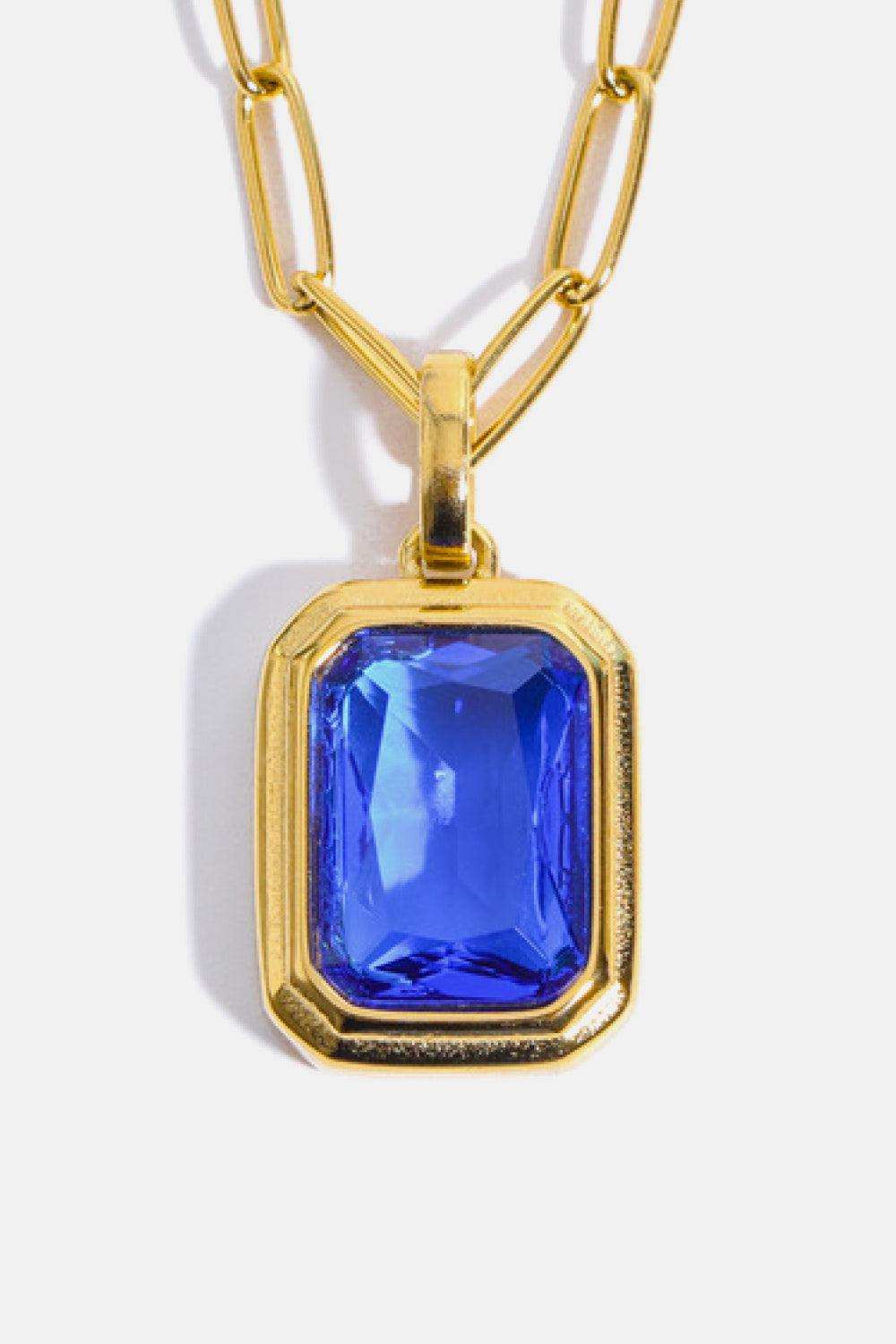 Zircon 18K Gold-Plated Geometrical Shape Pendant Necklace - Trendsi - Flyclothing LLC