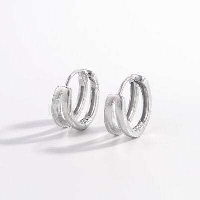 925 Sterling Silver Inlaid Zircon Huggie Earrings - Trendsi - Flyclothing LLC