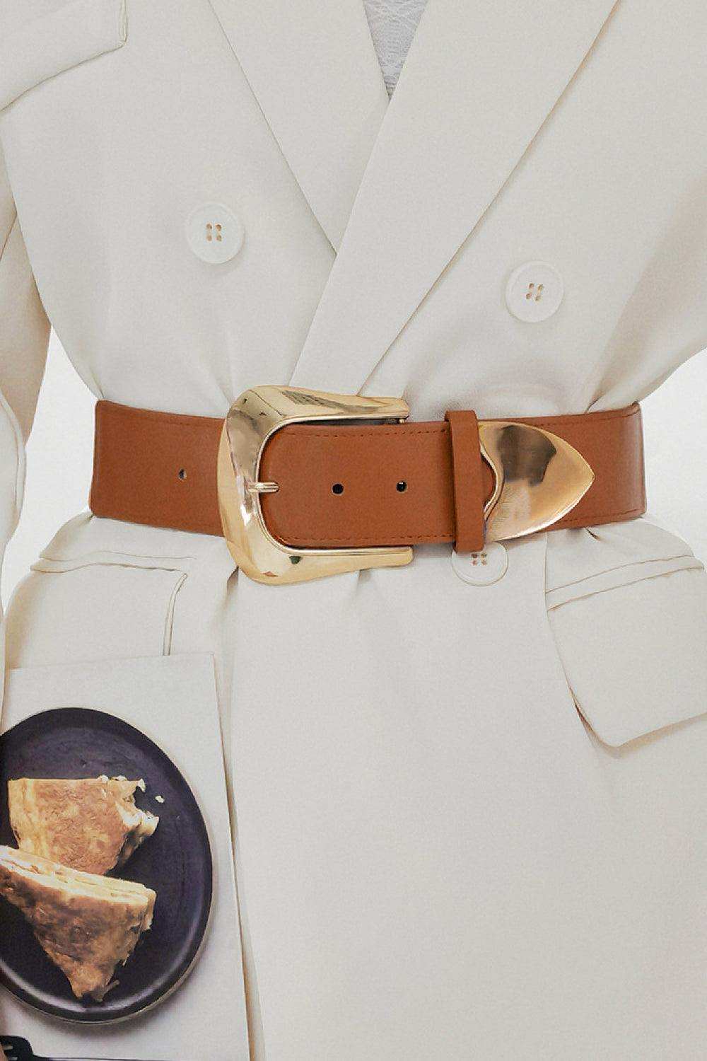 Elastic Wide PU Belt - Trendsi - Flyclothing LLC
