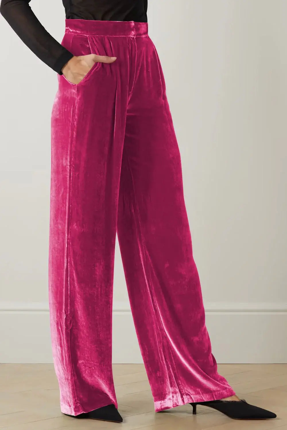 Loose Fit High Waist Long Pants with Pockets - Trendsi - Flyclothing LLC