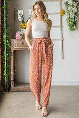 Heimish Full Size Printed Tied Straight Casual Pants - Trendsi - Flyclothing LLC