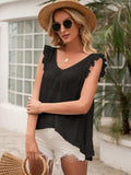 Tie Back V-Neck Ruffled Blouse - Trendsi - Flyclothing LLC