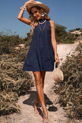 Tie Back Sleeveless Tiered Dress - Trendsi - Flyclothing LLC