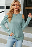 Round Neck Cold Shoulder T-Shirt - Trendsi - Flyclothing LLC