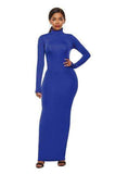 Mock Neck Long Sleeve Maxi Slim Dress - Trendsi - Flyclothing LLC