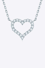 Moissanite Platinum-Plated Heart Necklace - Trendsi - Flyclothing LLC