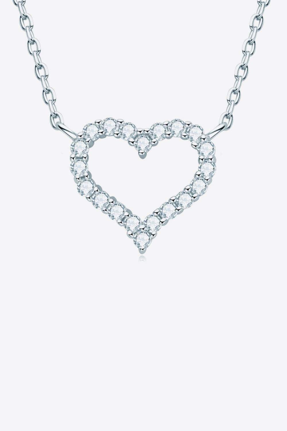Moissanite Platinum-Plated Heart Necklace - Trendsi - Flyclothing LLC