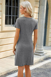 Ruched Round Neck Short Sleeve Mini Dress - Trendsi