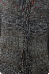 Multicolored Fringe Trim Poncho - Trendsi - Flyclothing LLC