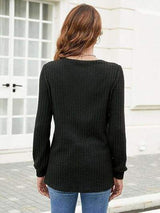 Ribbed Surplice Long Sleeve T-Shirt - Trendsi - Flyclothing LLC