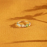 Flower Shape 925 Sterling Silver Zircon Ring - Trendsi