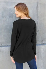 Basic Bae Full Size Round Neck Dropped Shoulder T-Shirt - Trendsi - Flyclothing LLC