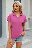 Johnny Collar Short Sleeve Blouse - Trendsi - Flyclothing LLC