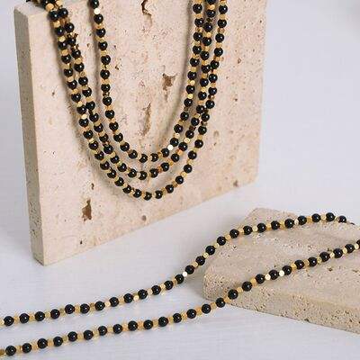 Agate Beaded Titanium Steel Necklace - Trendsi - Flyclothing LLC