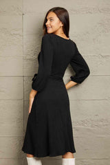Culture Code Full Size Surplice Flare Ruching Dress - Trendsi