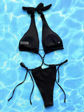 Halter Neck Side Tie One-Piece Swimsuit - Trendsi