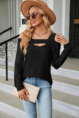 Cold Shoulder Square Neck Cutout Blouse - Trendsi
