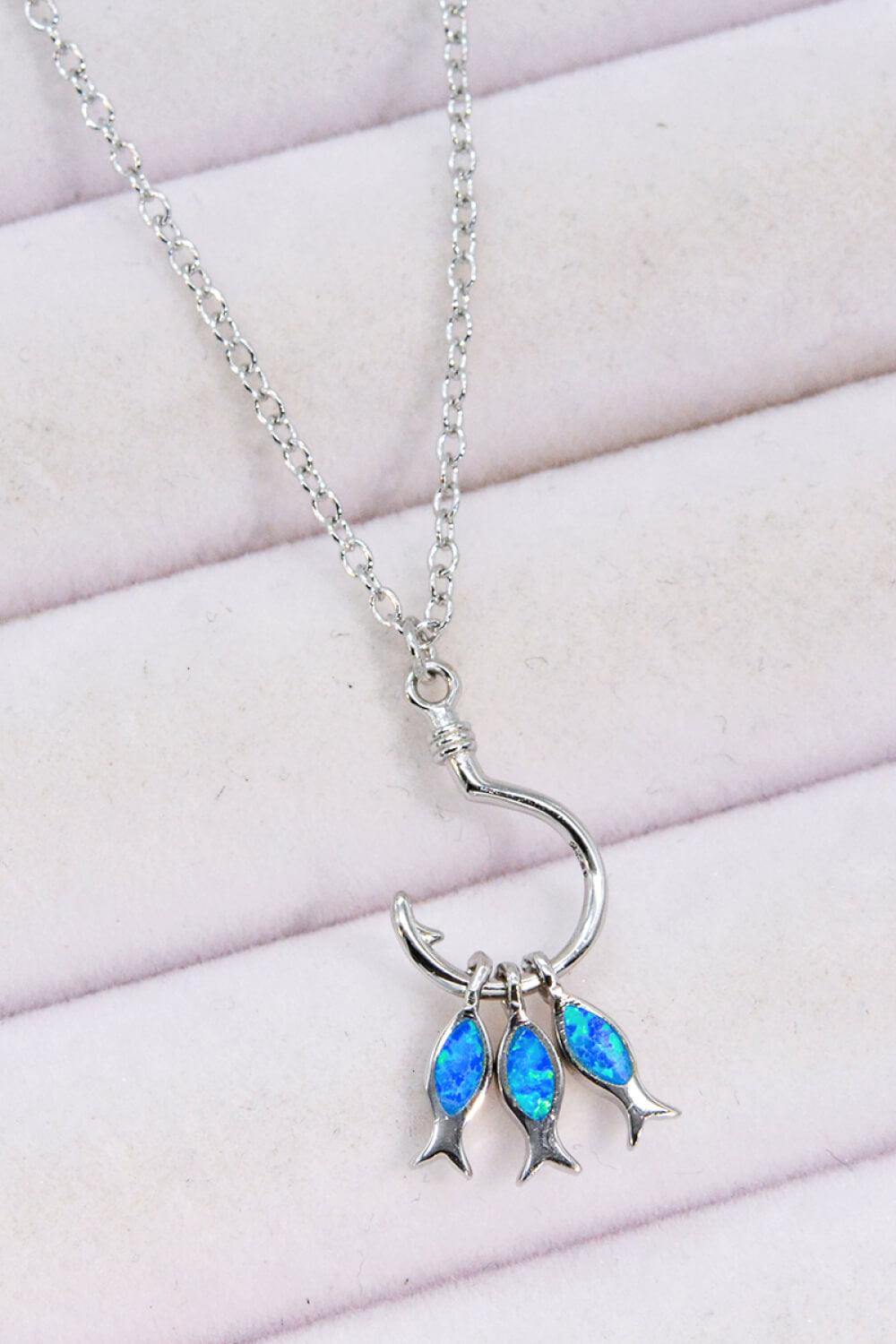 Opal Fish 925 Sterling Silver Necklace - Trendsi