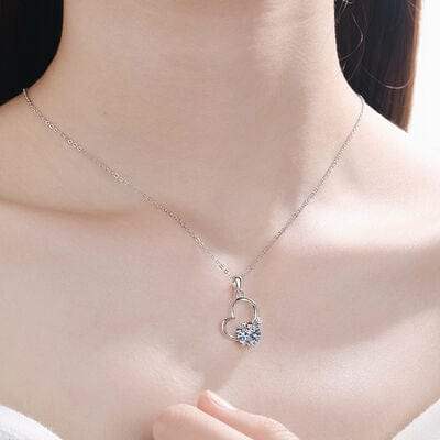 2 Carat Moissanite Heart 925 Sterling Silver Necklace - Trendsi - Flyclothing LLC