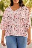 Plus Size Printed V-Neck Blouse - Trendsi - Flyclothing LLC