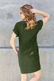 Basic Bae Full Size Round Neck Short Sleeve Dress with Pockets - Trendsi - Flyclothing LLC