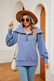 Half-Zip Collared Sweatshirt - Trendsi - Flyclothing LLC