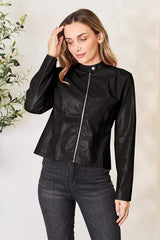 Mock Neck Zip Up Jacket - Trendsi - Flyclothing LLC