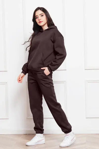 Drop Shoulder Long Sleeve Hoodie and Pants Set - Trendsi - Flyclothing LLC