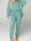 Distressed Sweatshirt and Joggers Set - Trendsi - Flyclothing LLC