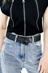 Glitter PU Leather Belt - Trendsi - Flyclothing LLC