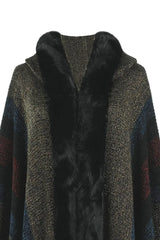 Color Block Fringe Detail Poncho - Trendsi - Flyclothing LLC