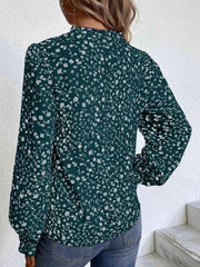 Notched Neck Flounce Sleeve Blouse - Trendsi