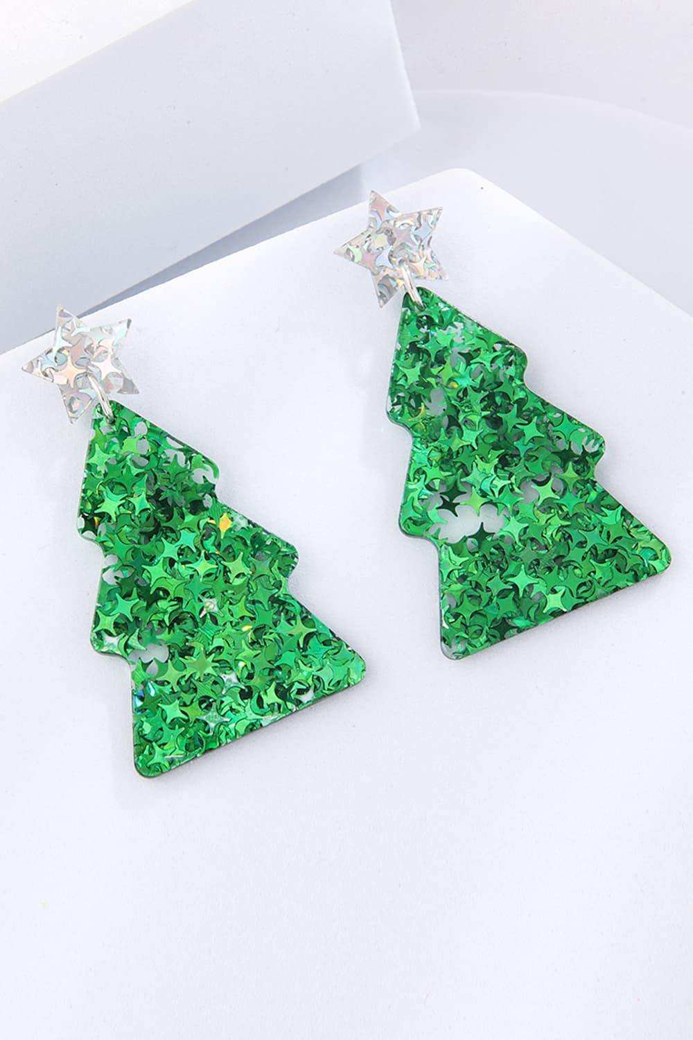Christmas Tree Acrylic Earrings - Trendsi - Flyclothing LLC