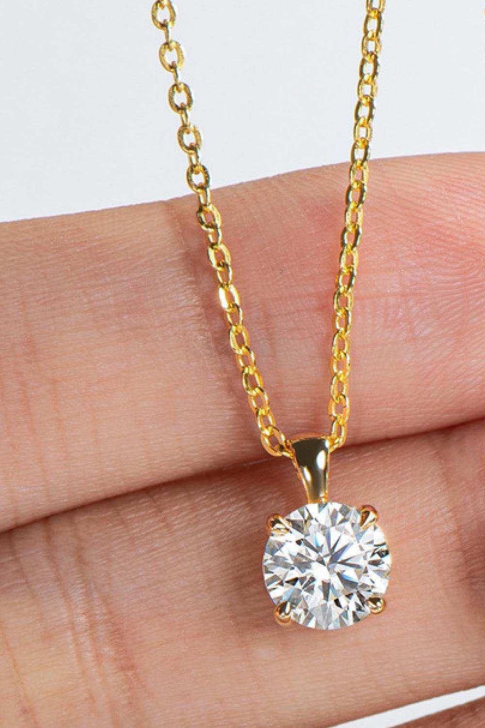 925 Sterling Silver 1 Carat Moissanite Chain-Link Necklace - Trendsi - Flyclothing LLC