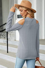 Round Neck Cold Shoulder T-Shirt - Trendsi - Flyclothing LLC